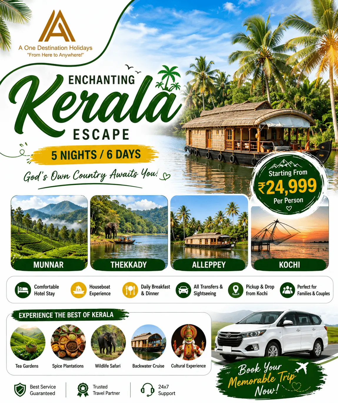 Kerala Tour Package by A One Destination Holidays