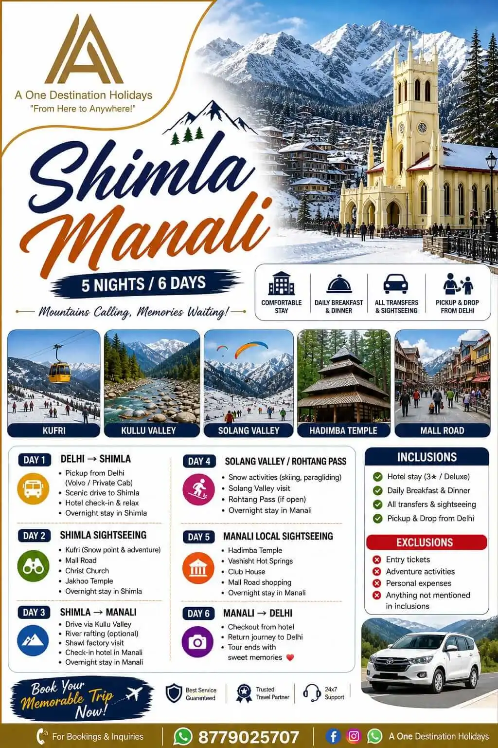 Shimla Manali Tour Package by A One Destination Holidays